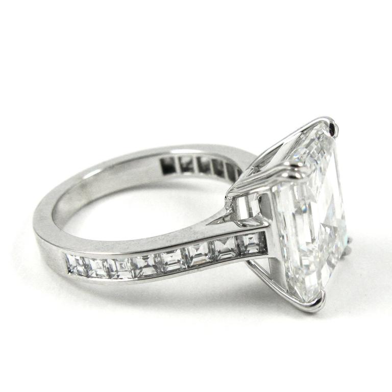Exceptional 7.18 Carat Emerald Cut Diamond and Platinum Ring GIA at 1stDibs