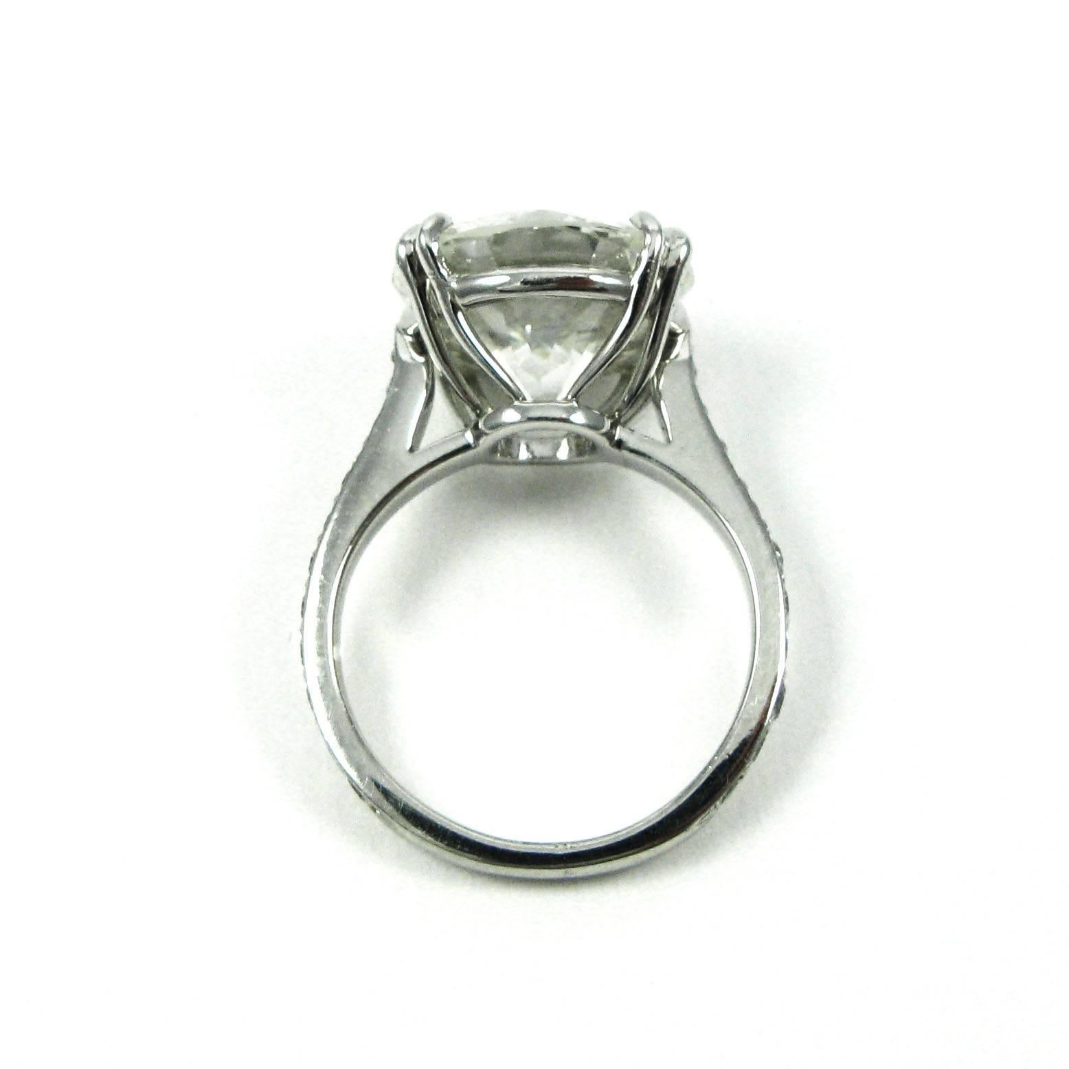 GIA Certified 6.50 Carat Round Brilliant Cut Diamond Pave Platinum Ring  1