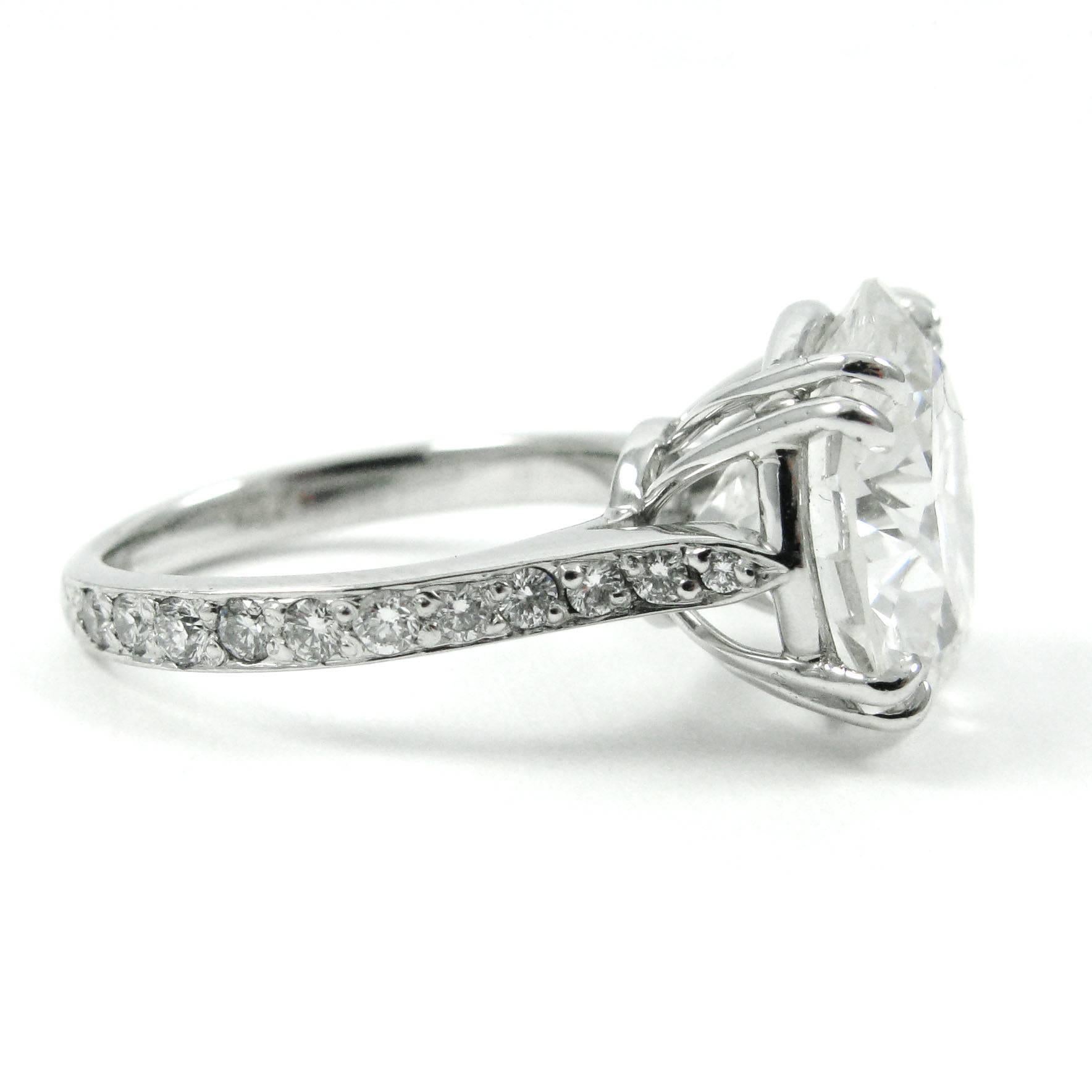 Women's GIA Certified 6.50 Carat Round Brilliant Cut Diamond Pave Platinum Ring 
