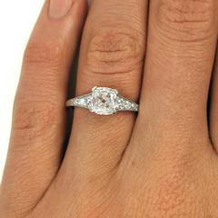 J. Birnbach 1.07 carat Antique Cushion Diamond White Gold Engagement Ring