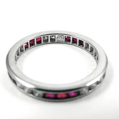 Platinum Diamond and Ruby Eternity Band