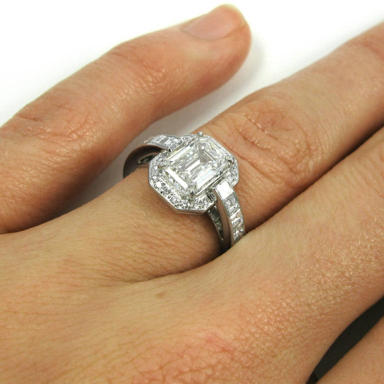 GIA Certified 2.48 Carat Total Emerald Cut Diamond Platinum Frame Ring ...
