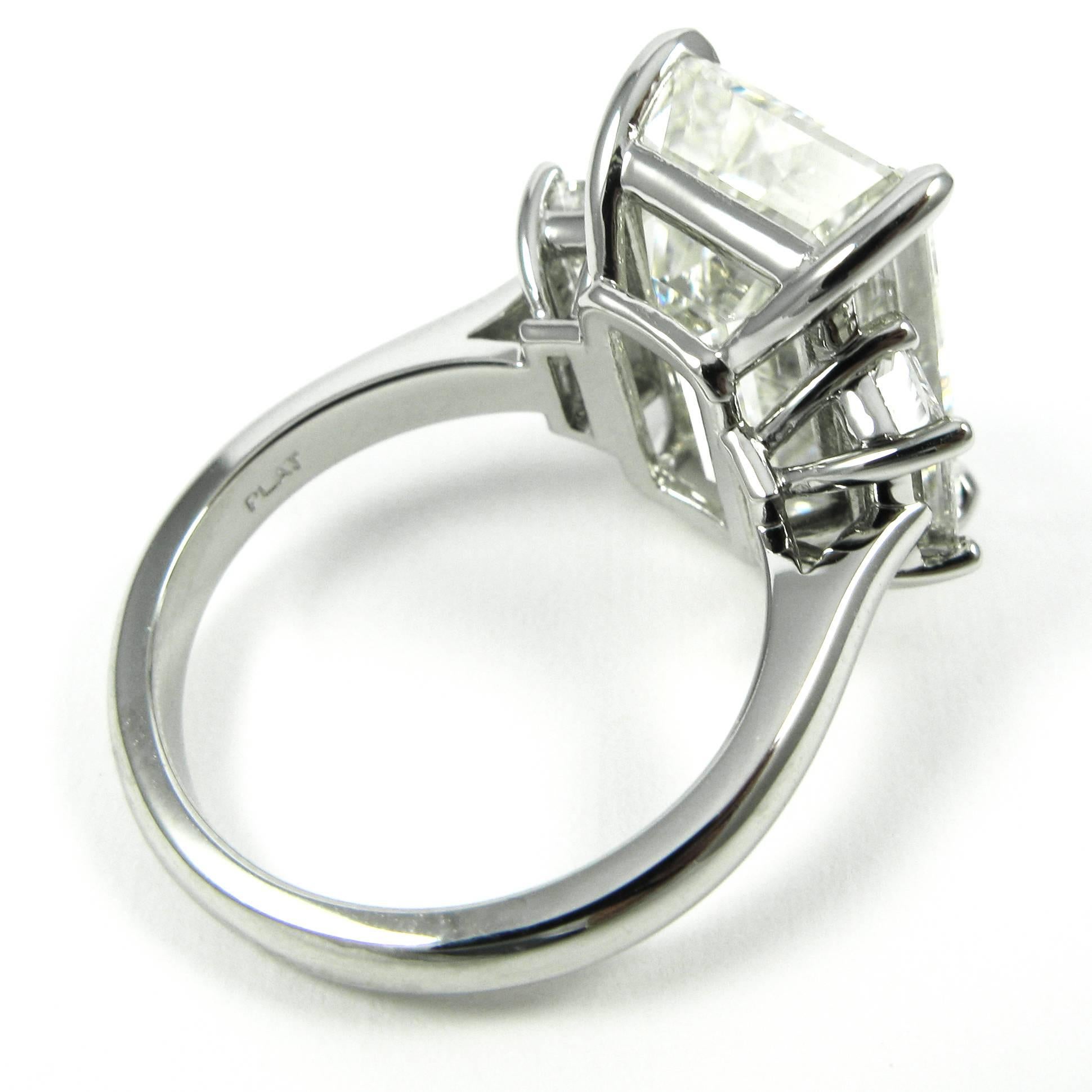 Impressive GIA Certified 10.38 Carat Emerald Cut Diamond Platinum Ring In Excellent Condition In New York, NY