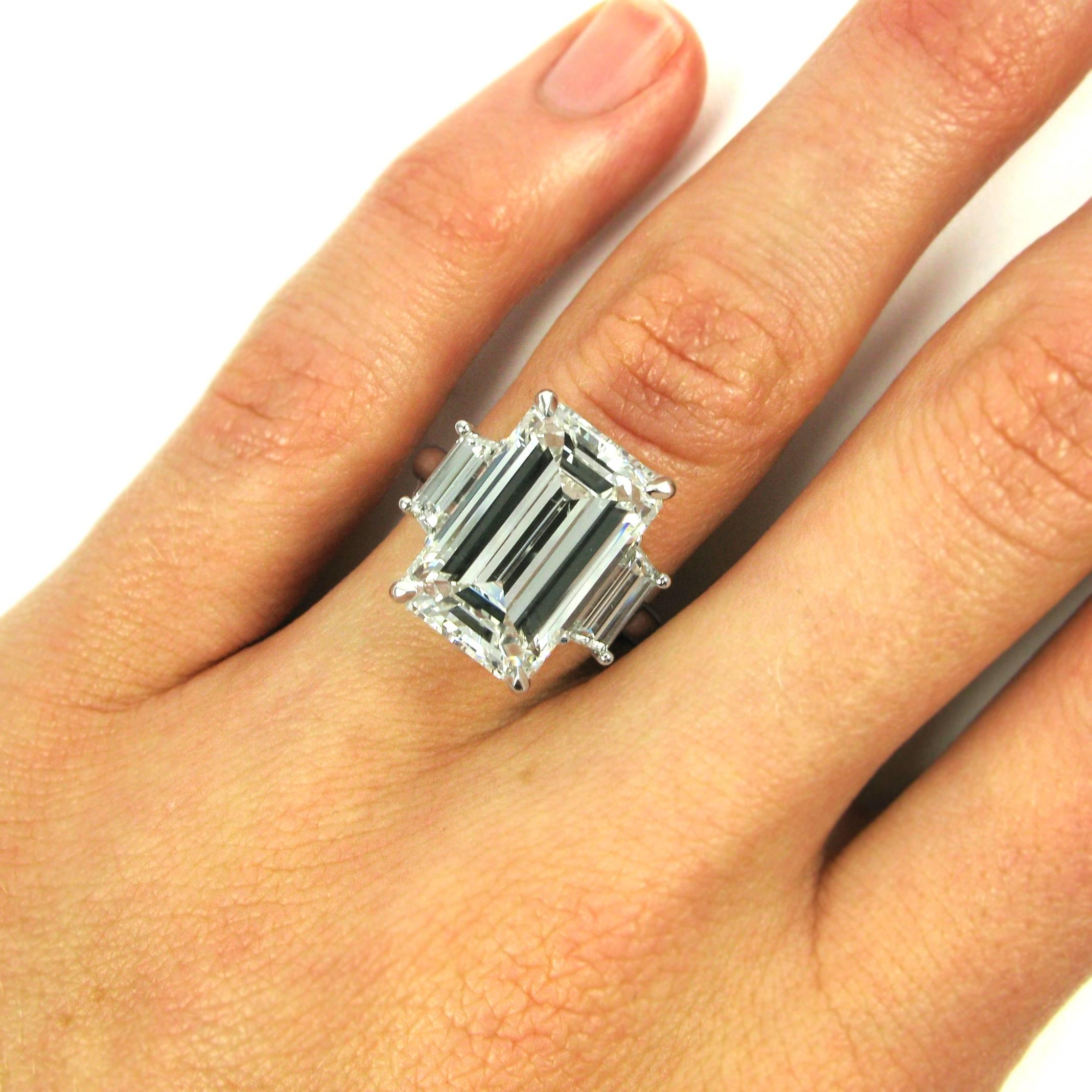 Impressive GIA Certified 10.38 Carat Emerald Cut Diamond Platinum Ring 1