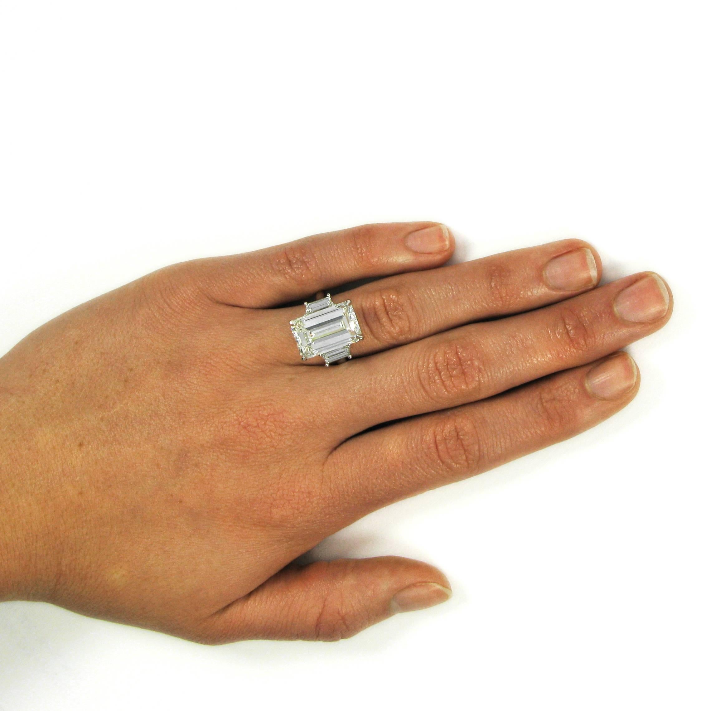 Impressive GIA Certified 10.38 Carat Emerald Cut Diamond Platinum Ring 2