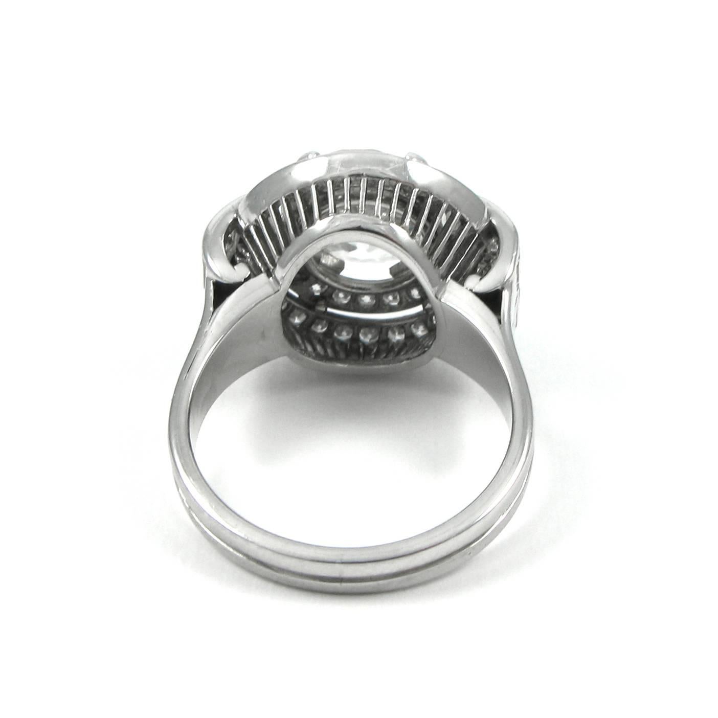 Art Deco 3.19 Carat Old European Cut Diamond Platinum Ring GIA Certified 1