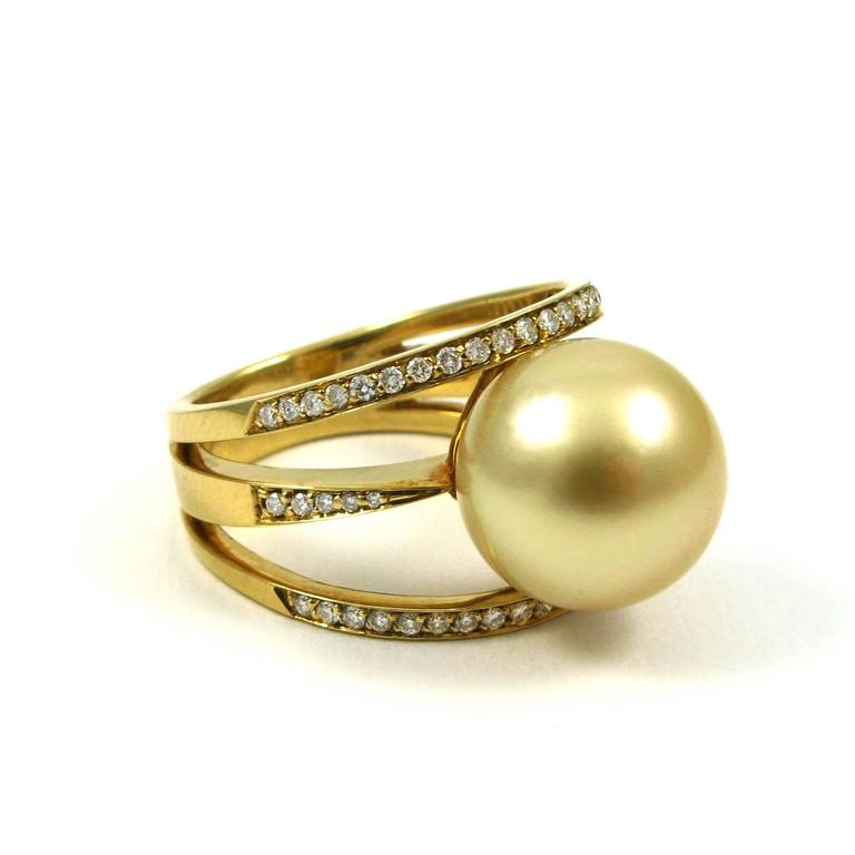 Kurt Wayne Golden South Sea Pearl Diamond yellow gold Ring For Sale at ...
