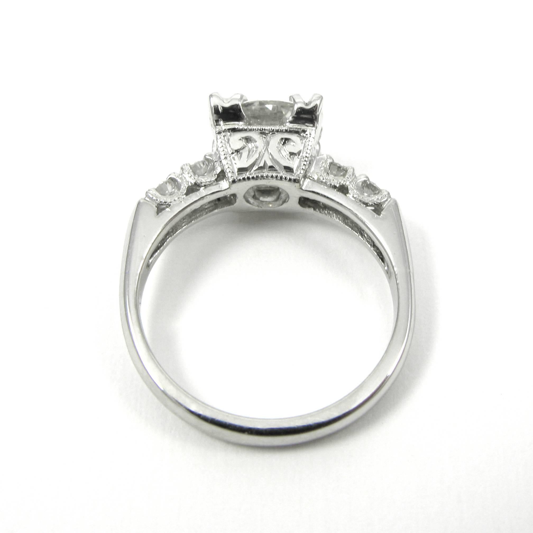 1.41 Carat Old European-Cut Diamond White Gold Engagement Ring In Excellent Condition In New York, NY