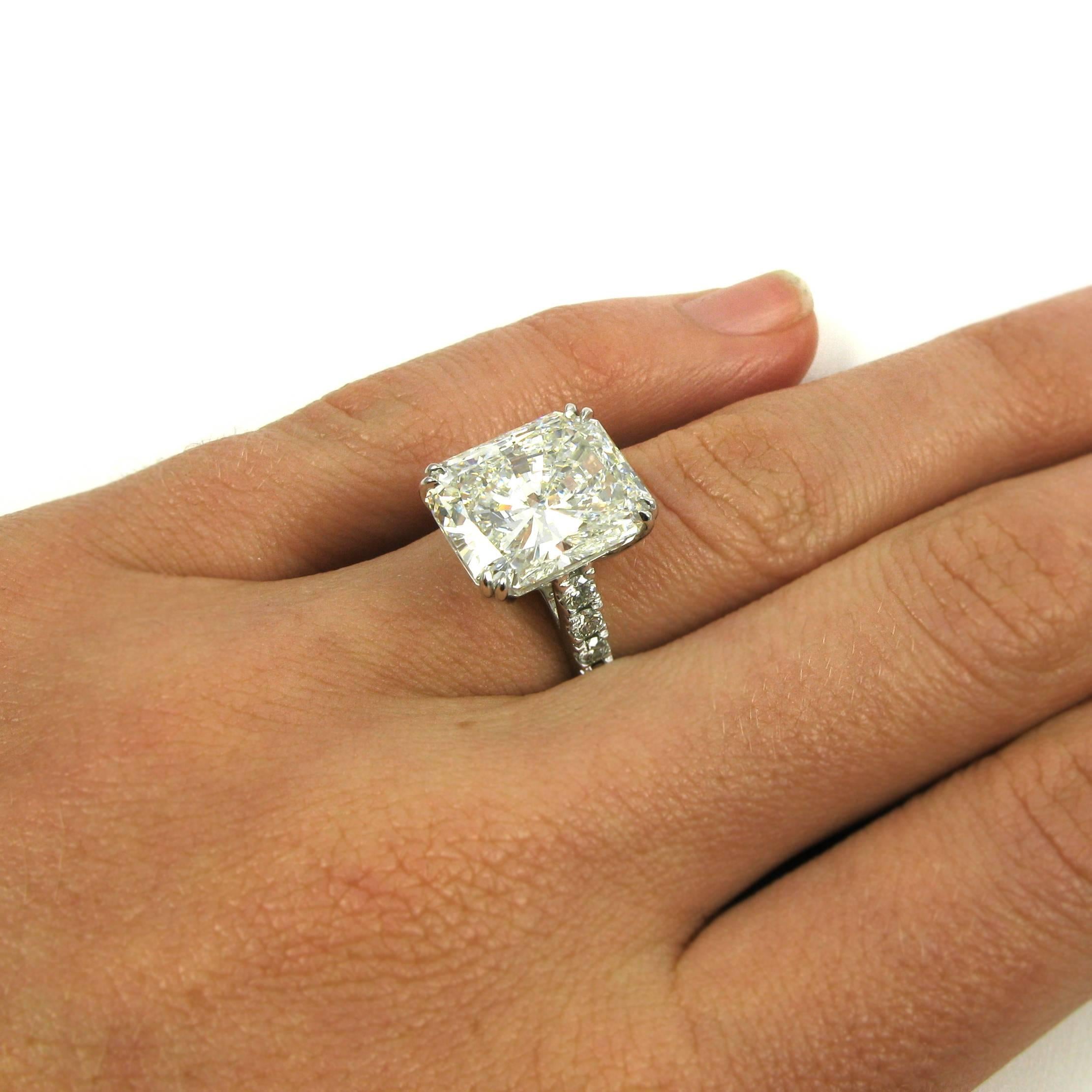 Stunning GIA Certified 10.04 Carat Radiant Diamond Platinum Pave J Birnbach ring 1