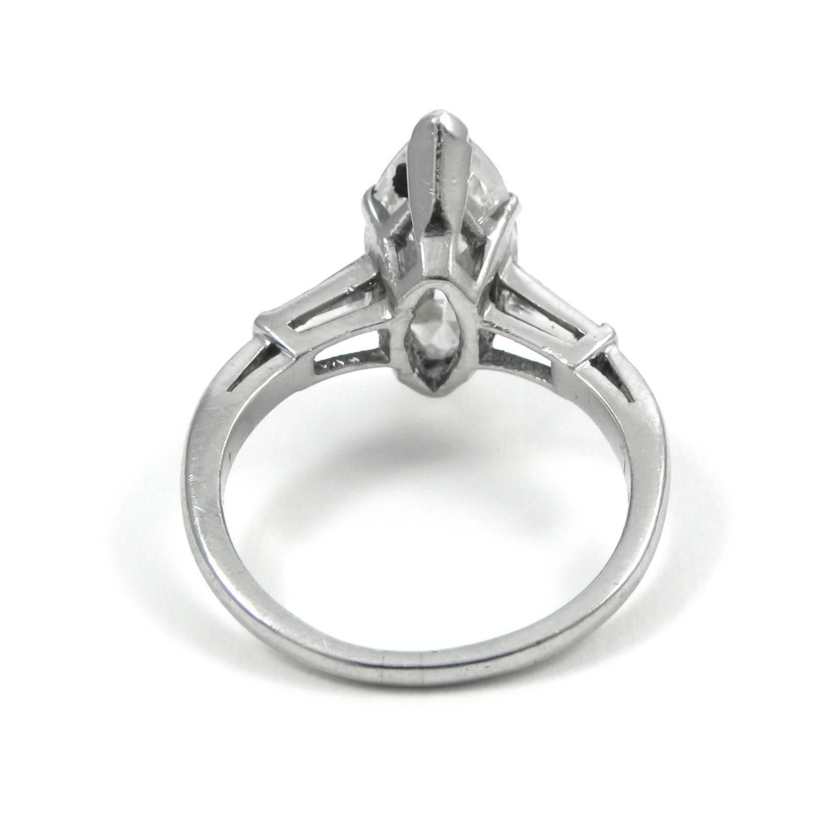 Classic GIA Certified 2.93 Carat Marquise Cut Diamond Platinum Engagement Ring 1