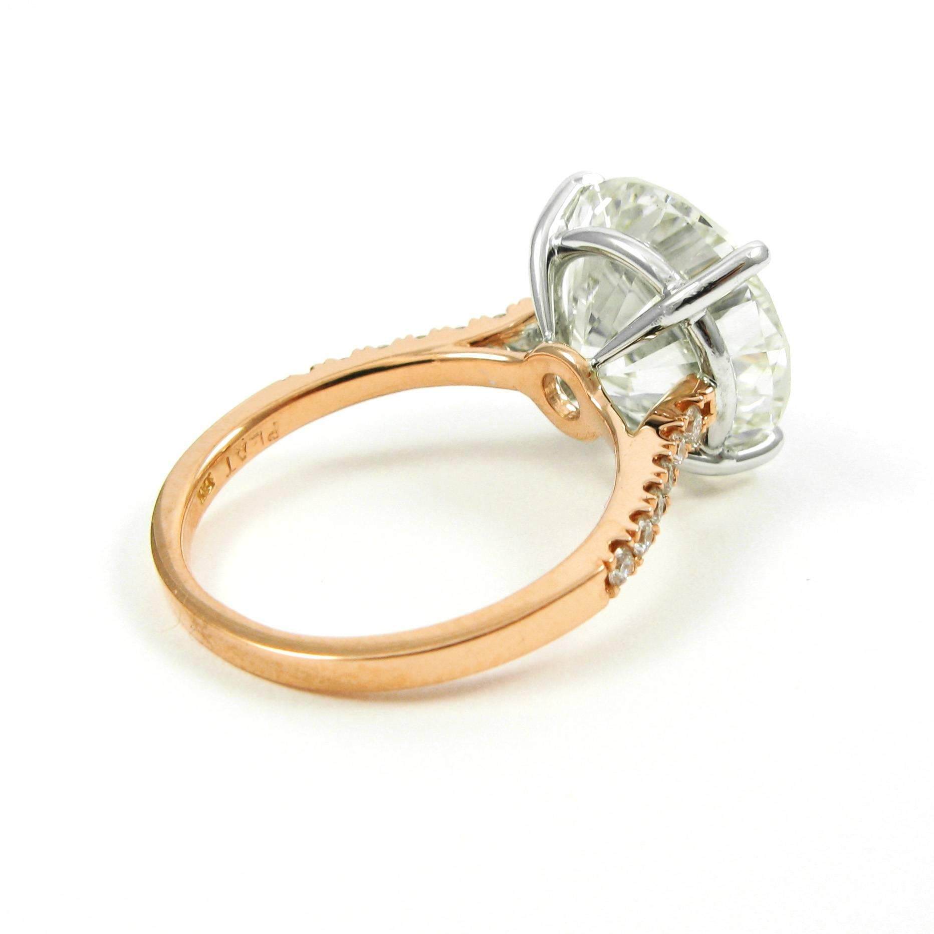 GIA Certified 7.01 Carat Round Brilliant Cut Diamond Rose Gold J. Birnbach ring 1