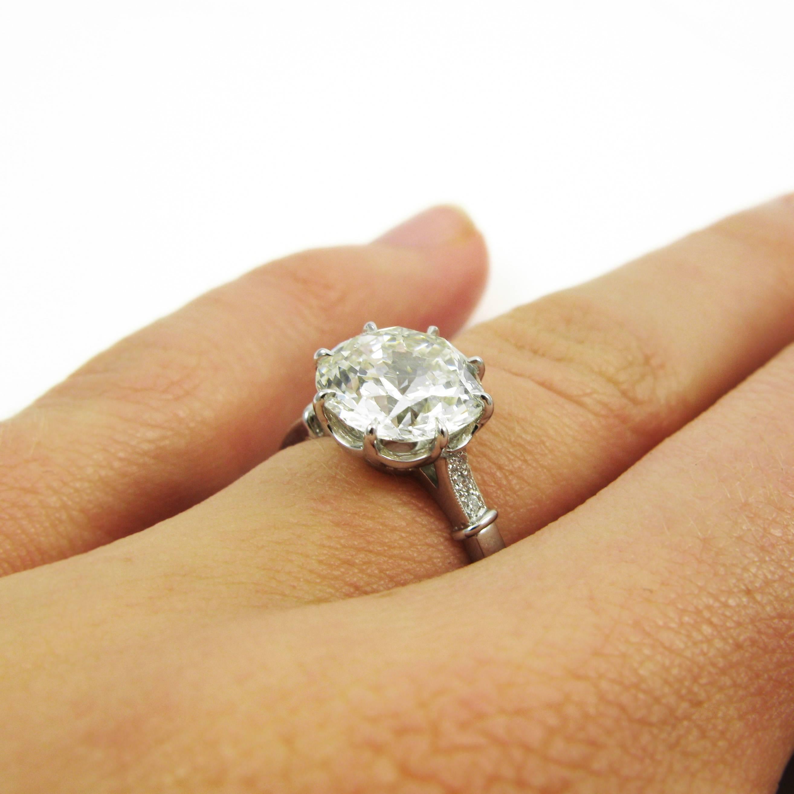 Edwardian GIA Certified 3.04 Carat Jubilee Cut Diamond Platinum Engagement Ring
