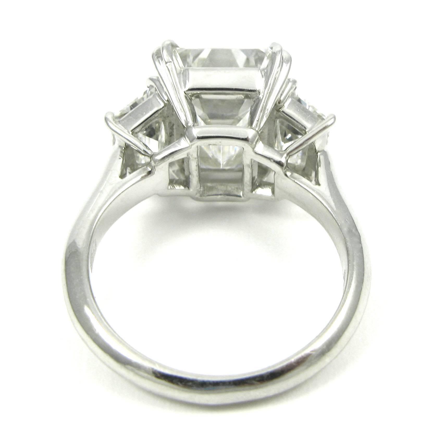 Women's or Men's Harry Winston 5.65 Carat GIA Certified Emerald Cut Diamond Platinum Ring