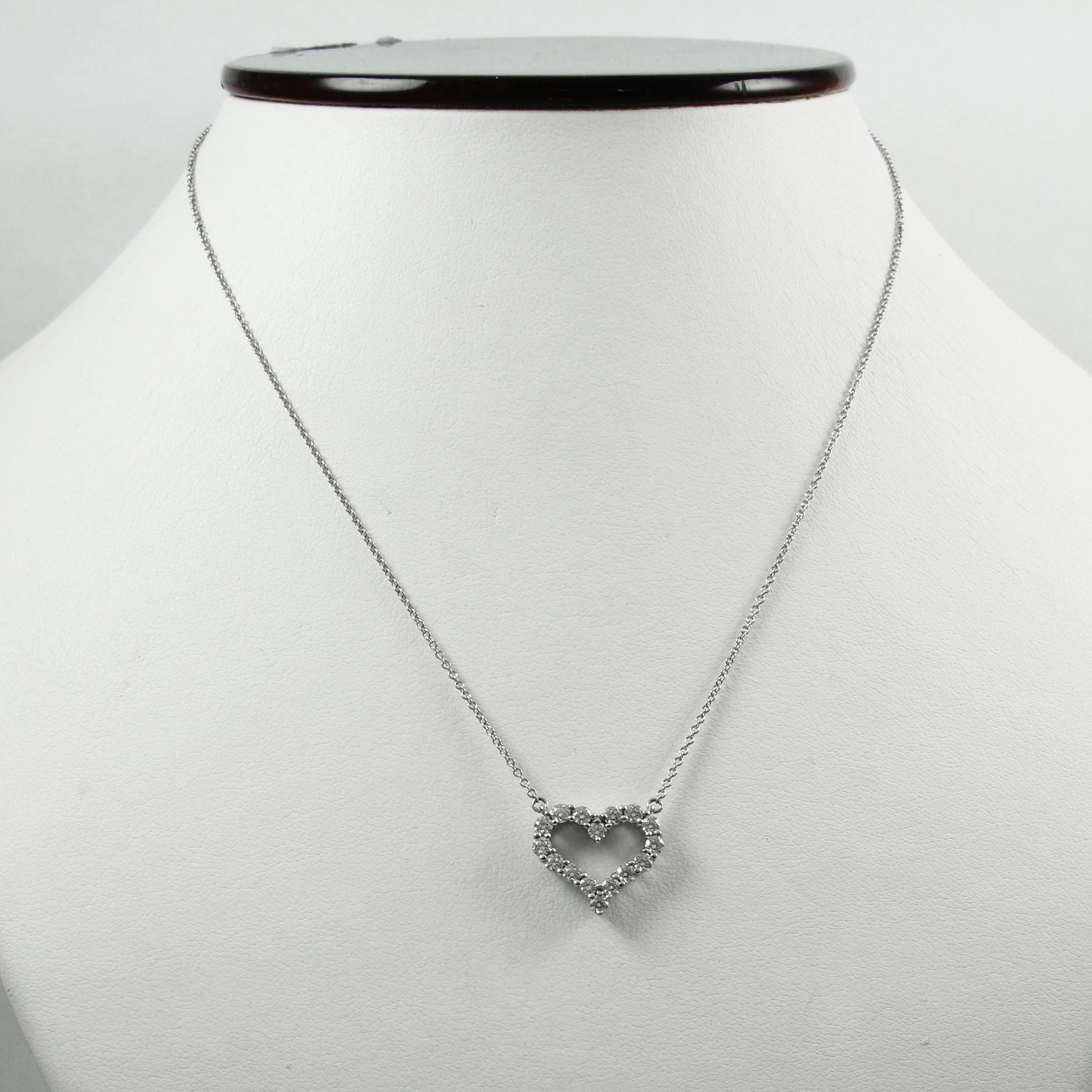 Tiffany & Co. Diamond Platinum Heart Pendant Necklace In Excellent Condition In New York, NY