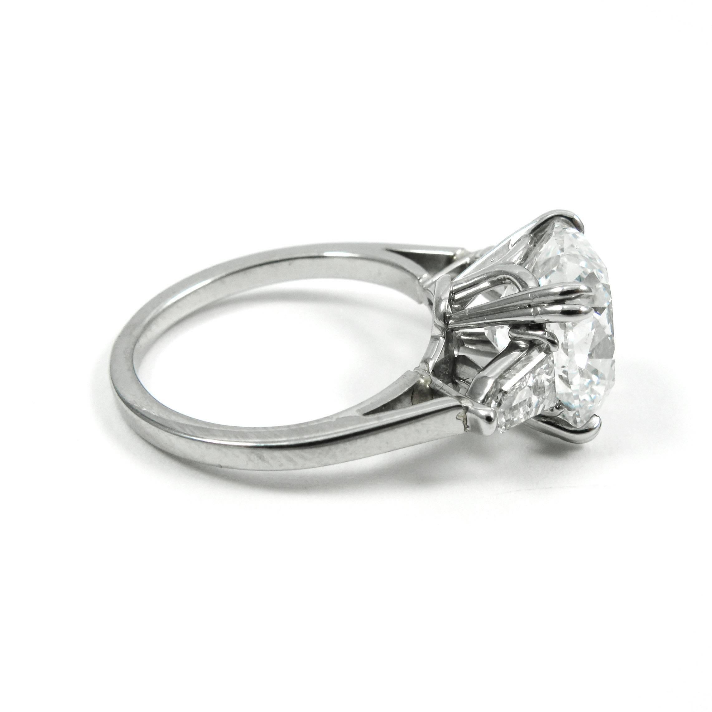 Women's or Men's GIA Certified 5.24 Carat Cushion Cut Diamond Platinum Engagement Ring