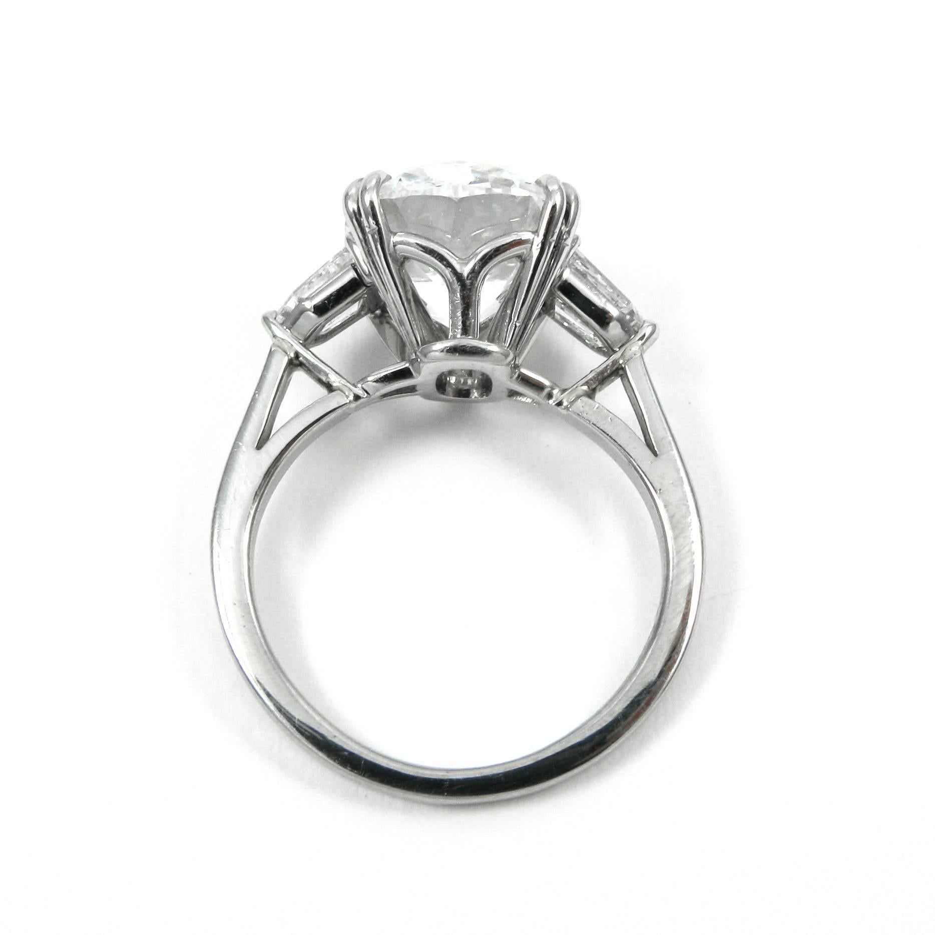 GIA Certified 5.24 Carat Cushion Cut Diamond Platinum Engagement Ring 2