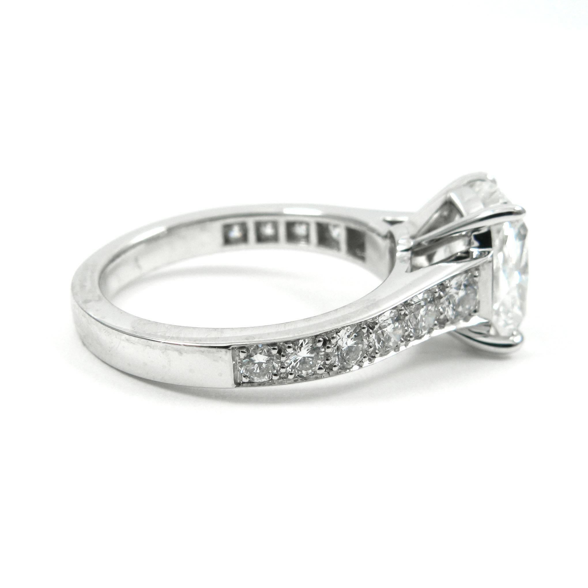 Women's or Men's GIA Certified 3.83 Carat Total Cushion Cut Diamond Platinum Ring