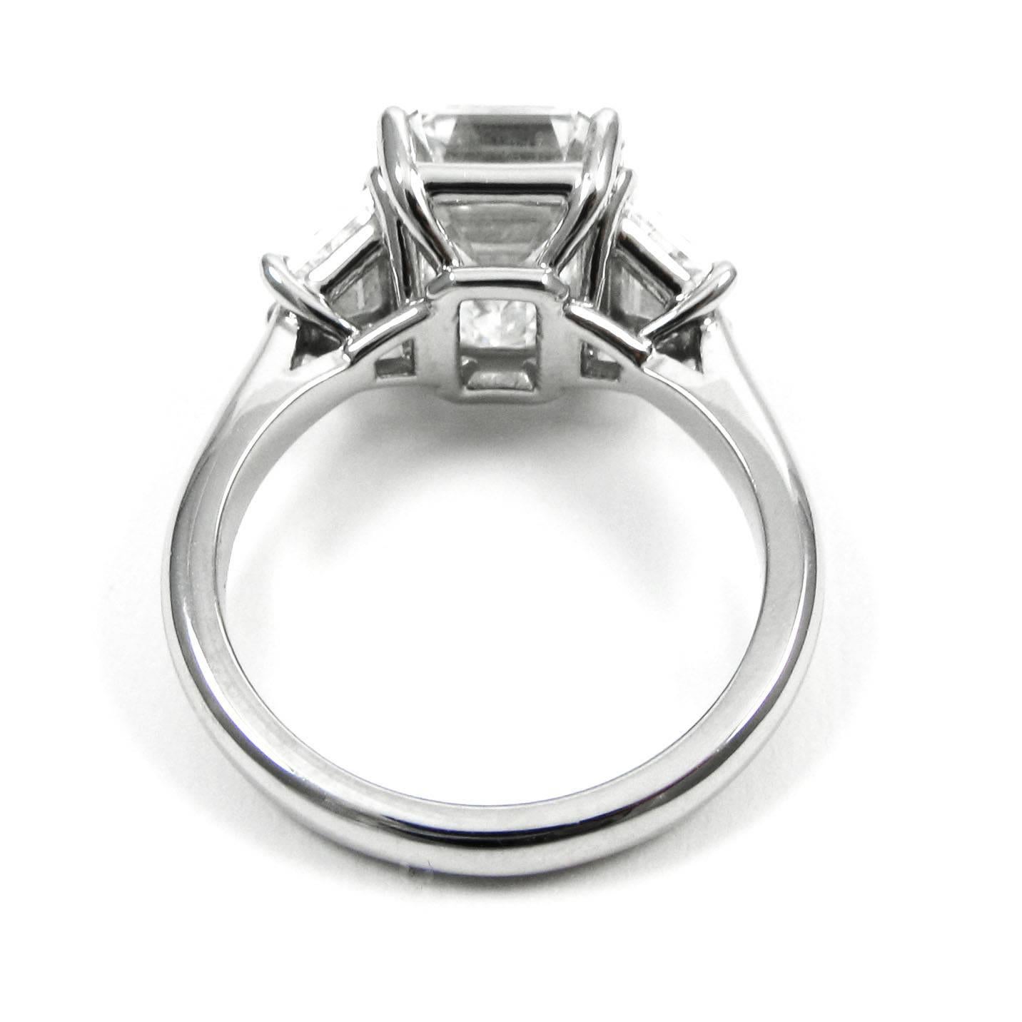 GIA Certified 4.70 Carat G VVS2 Emerald Cut Diamond Platinum Ring by J Birnbach 1
