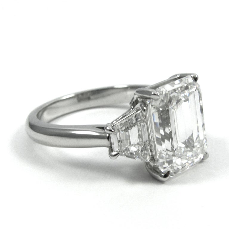 GIA Certified 4.70 Carat G VVS2 Emerald Cut Diamond Platinum Ring by J ...