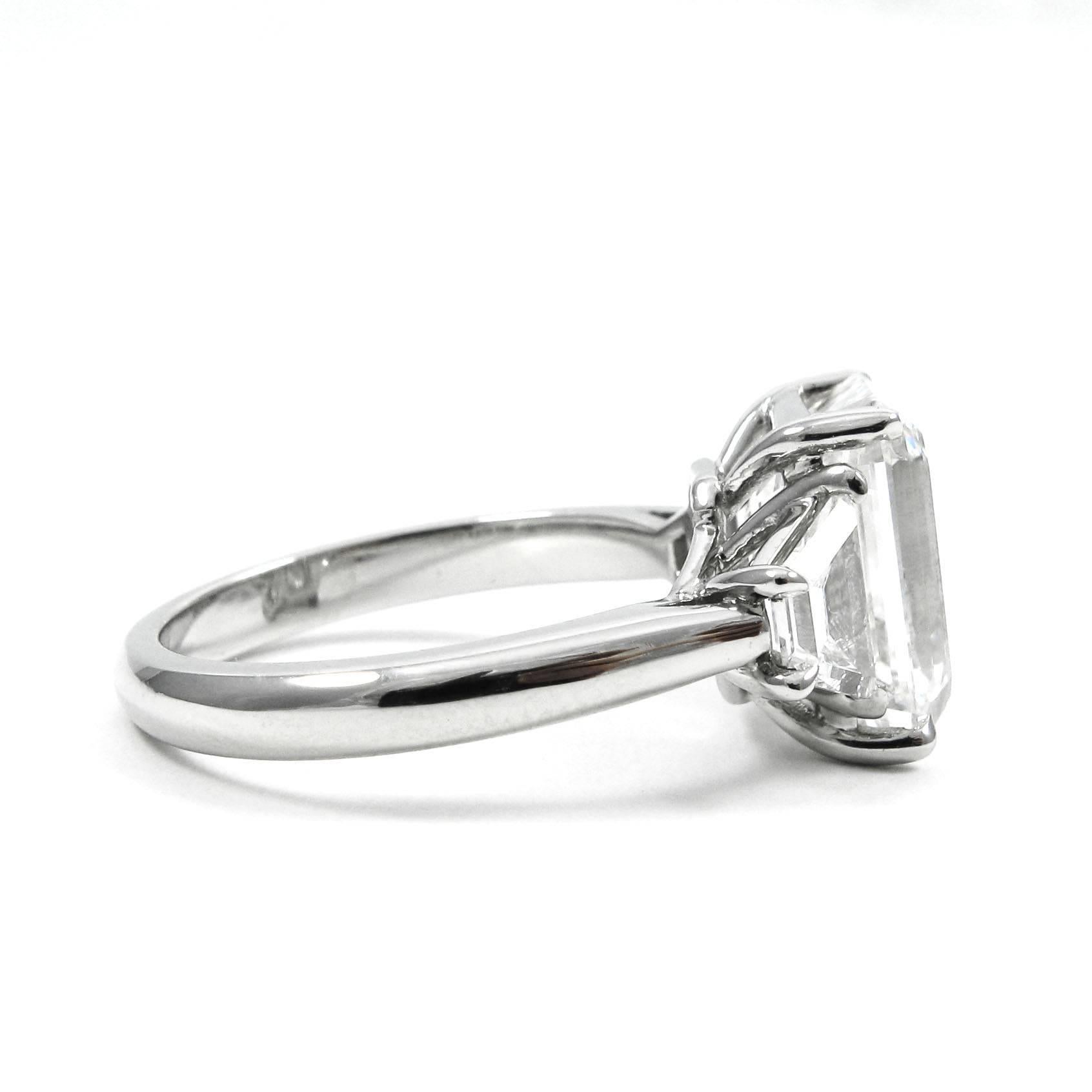 Women's GIA Certified 4.70 Carat G VVS2 Emerald Cut Diamond Platinum Ring by J Birnbach