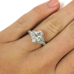 GIA Certified 2.55 Carat Total Oval and Half Moon Pave Diamond Platinum Ring