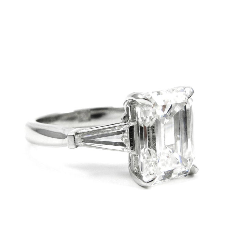 GIA Certified 3.24 carat H VS1 Emerald Cut Classic Diamond Platinum ...