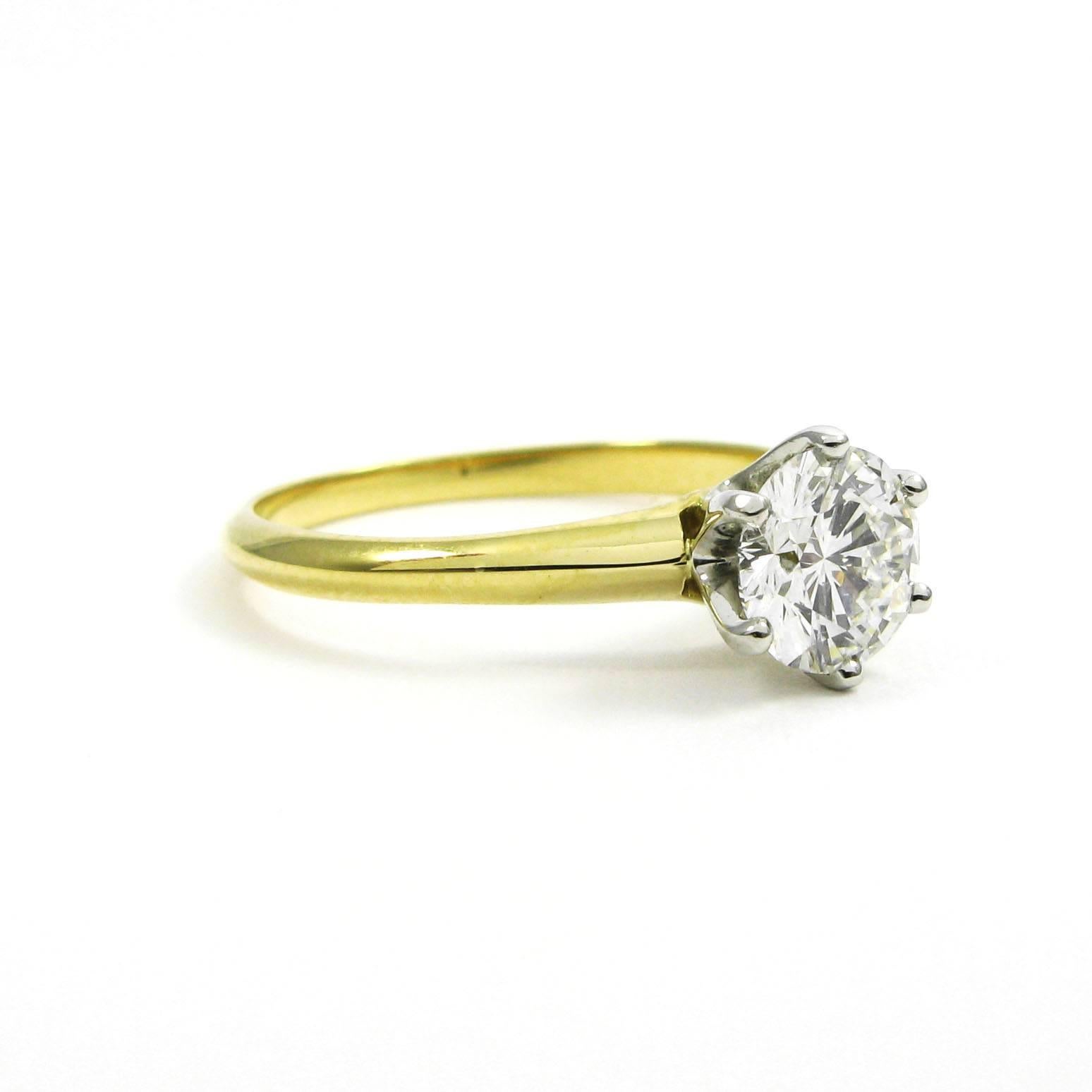 GIA Report Tiffany & Co. 0.76 Carat F VS1 Diamond Solitaire Engagement Ring In Excellent Condition In New York, NY