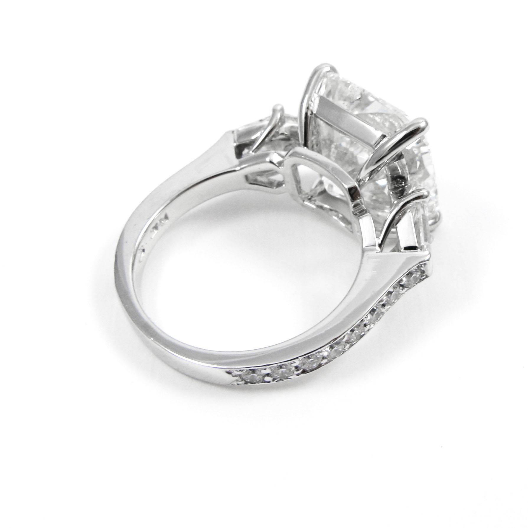 GIA Certified 8.44 Carat Cushion Diamond Platinum Three-Stone Ring by J Birnbach 1