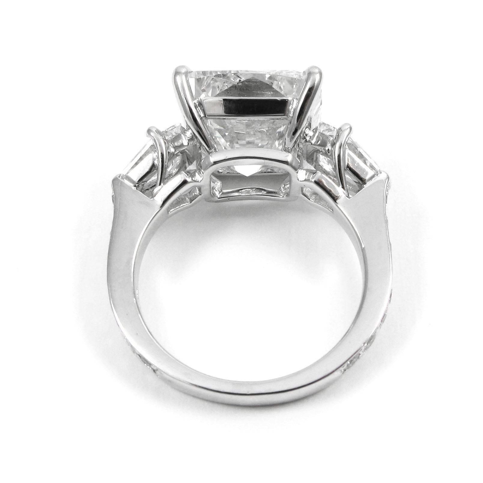 GIA Certified 8.44 Carat Cushion Diamond Platinum Three-Stone Ring by J Birnbach 2
