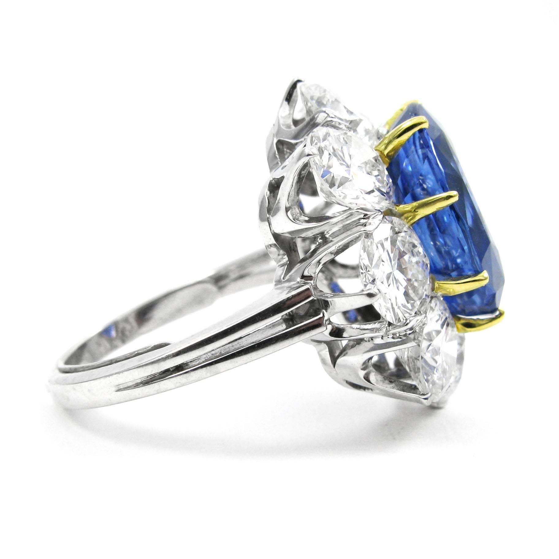 Women's or Men's GIA Certified 7.28 Carat Unheated Burmese Sapphire Diamond Ring