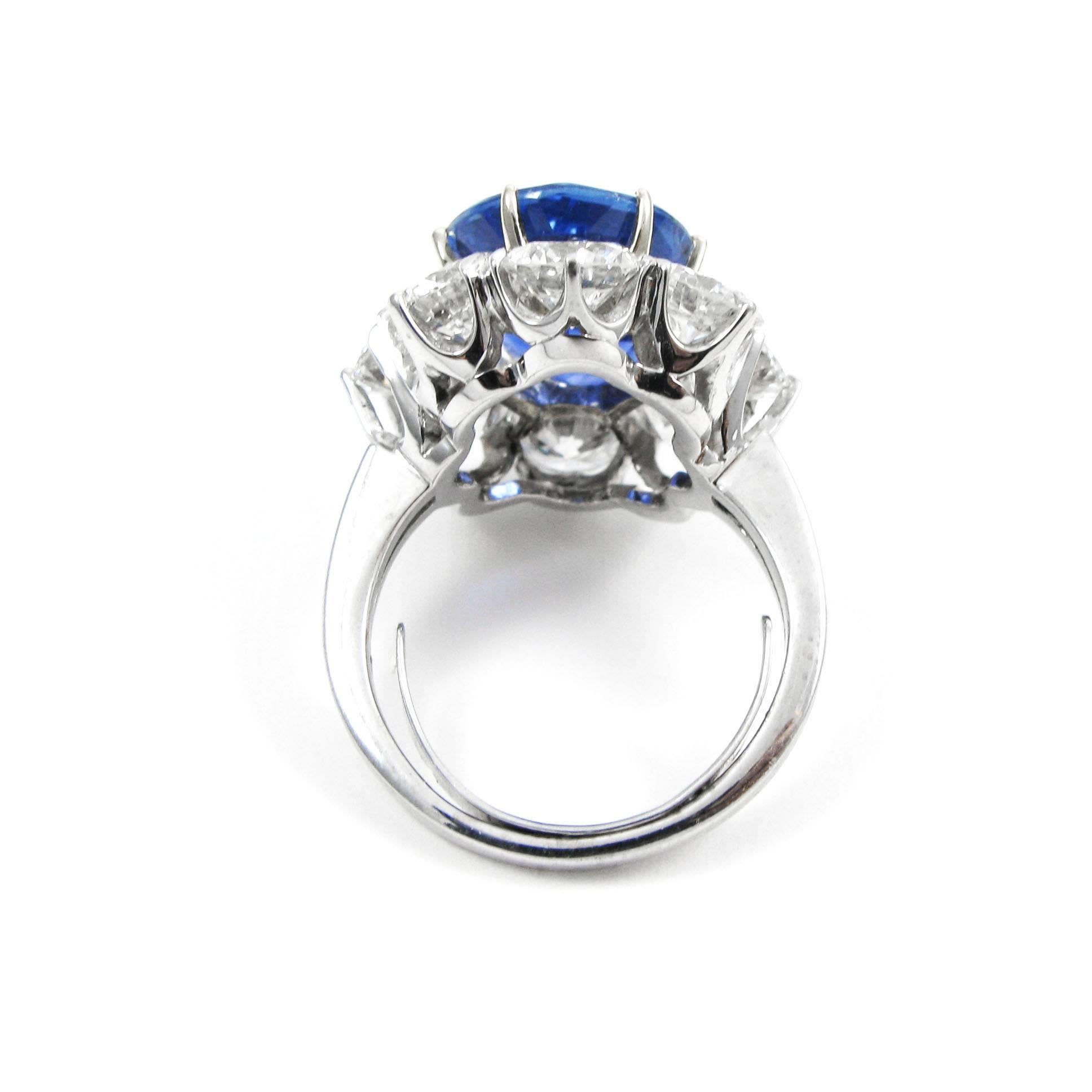 GIA Certified 7.28 Carat Unheated Burmese Sapphire Diamond Ring 1
