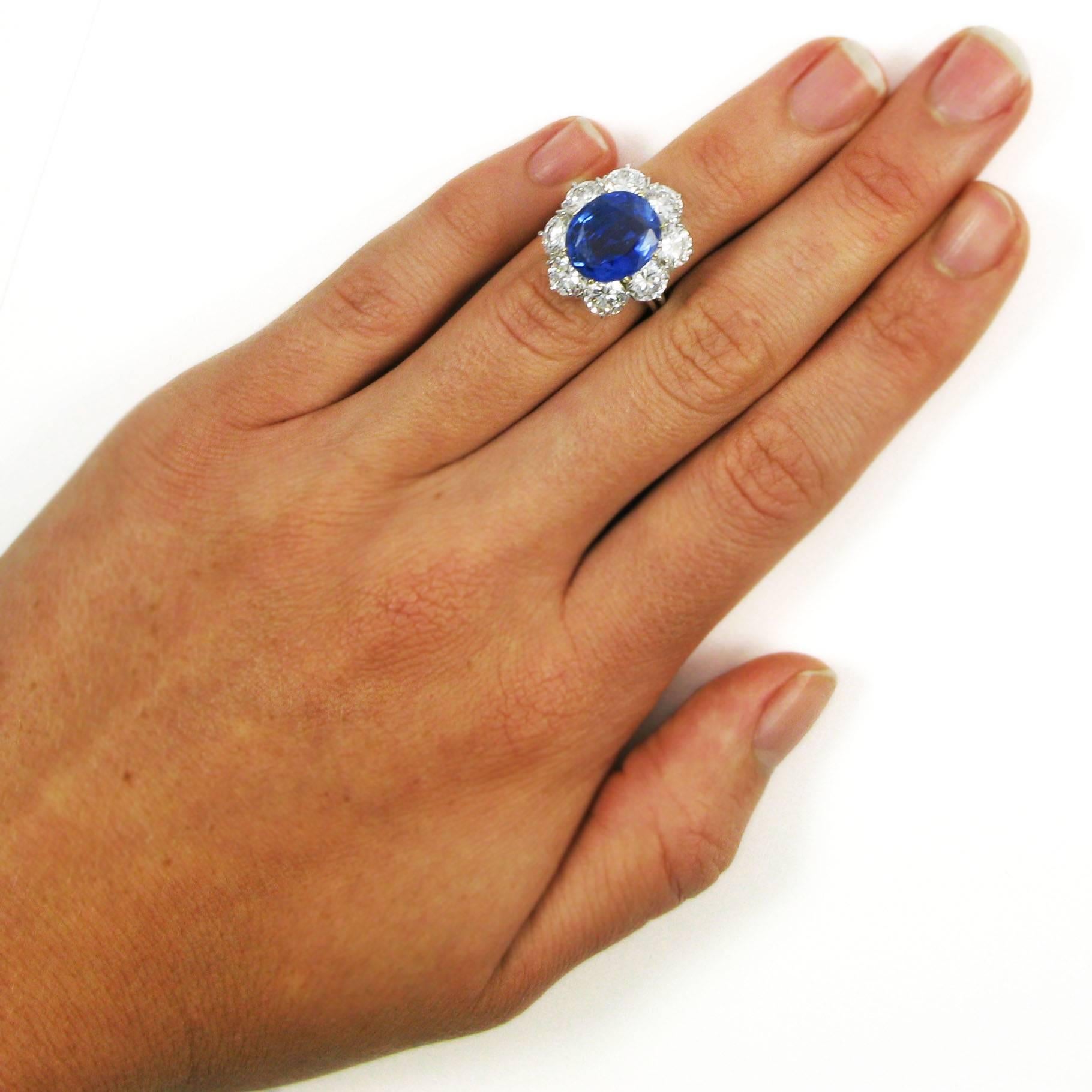 GIA Certified 7.28 Carat Unheated Burmese Sapphire Diamond Ring 2