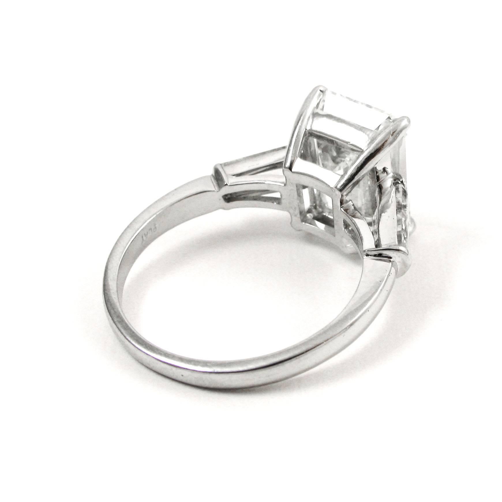 GIA Certified 4.86 Carat Emerald Cut Classic Diamond Platinum Engagement Ring 1
