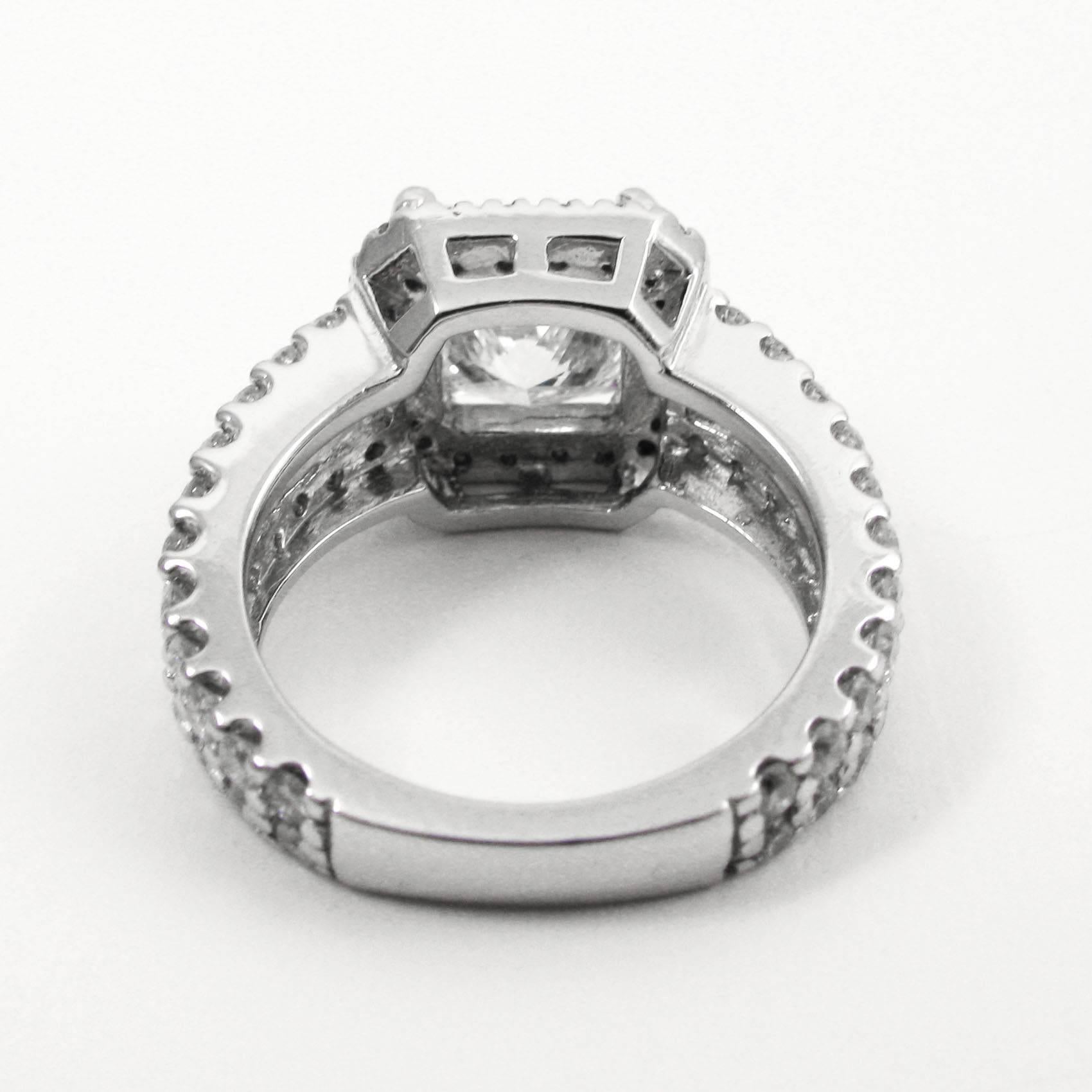 GIA Certified 2.04 Carat Princess Cut Diamond Pave Split Shank Ring 1