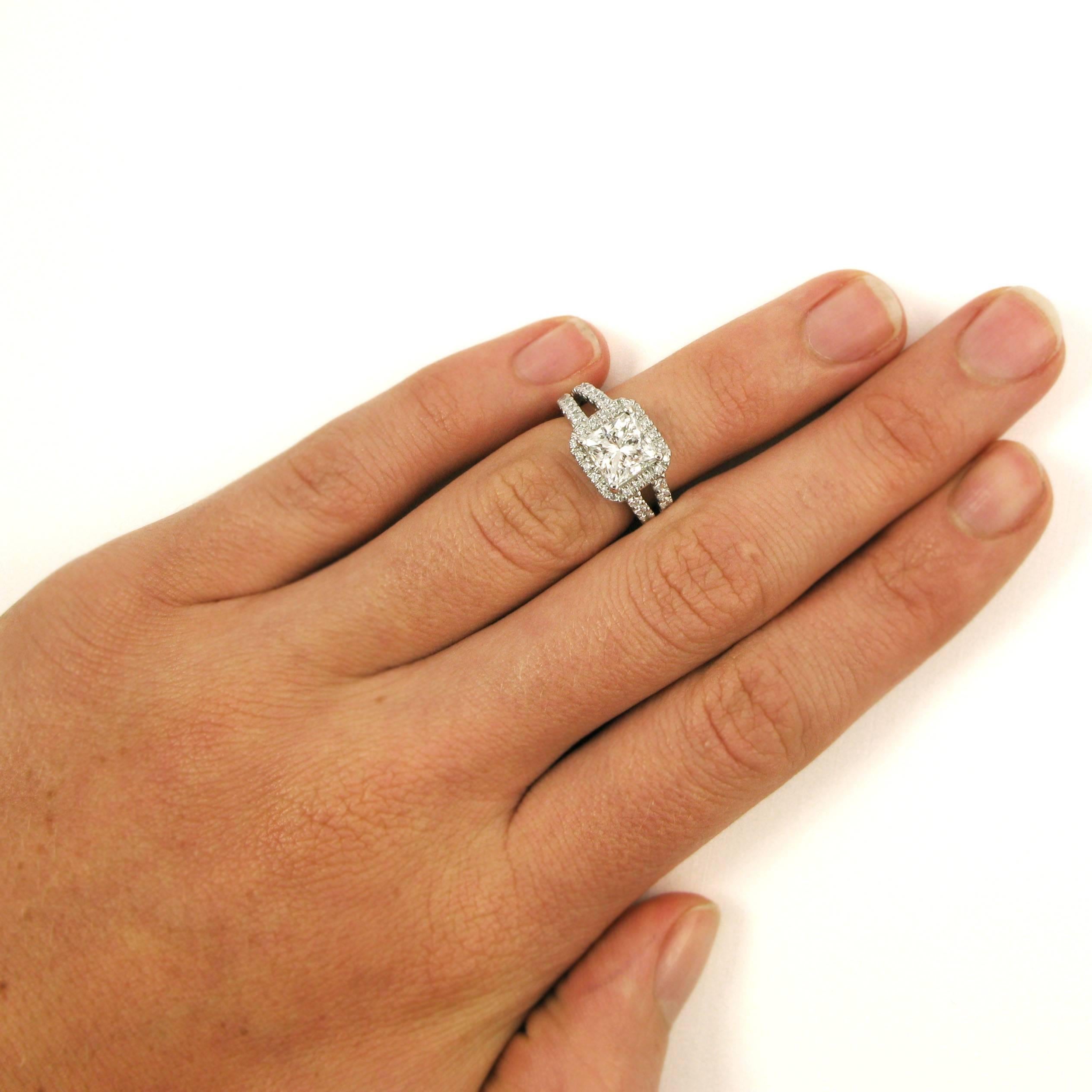 GIA Certified 2.04 Carat Princess Cut Diamond Pave Split Shank Ring 2