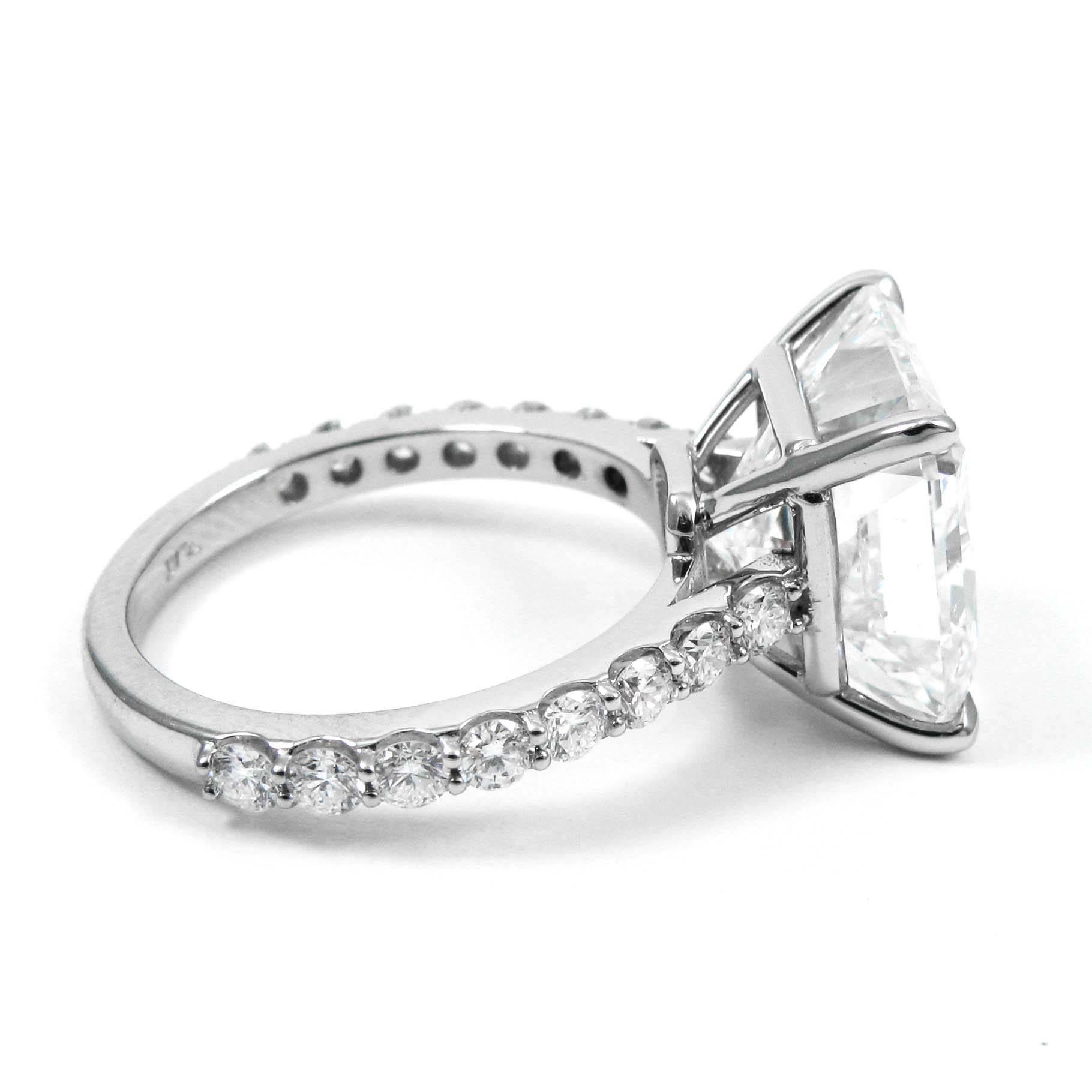 Women's or Men's GIA Certified F 10.05 Carat J. Birnbach Radiant Cut Diamond Platinum Pave Ring