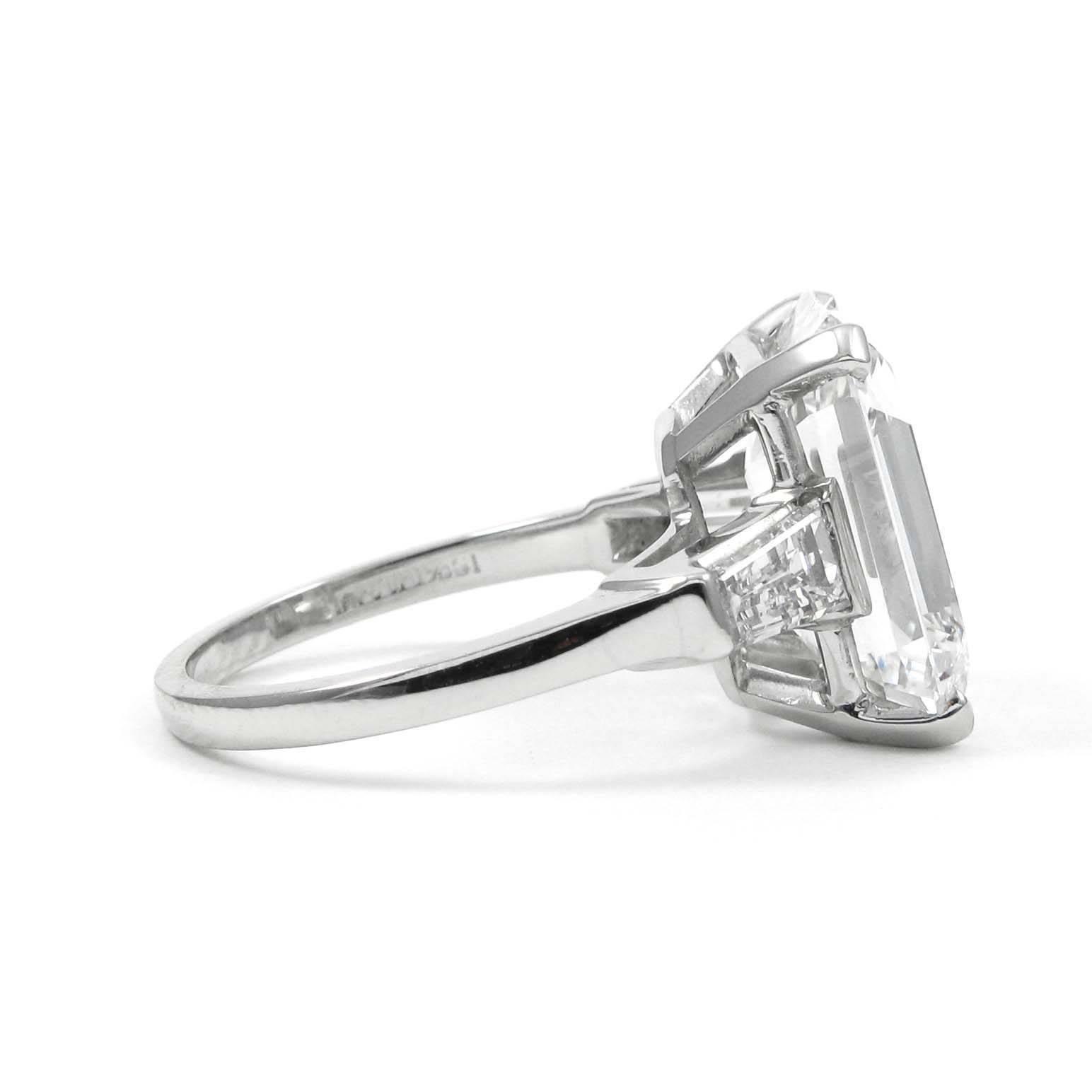 GIA Certified 7.57 Carat Emerald Cut G VS1 Diamond Platinum Ring 1