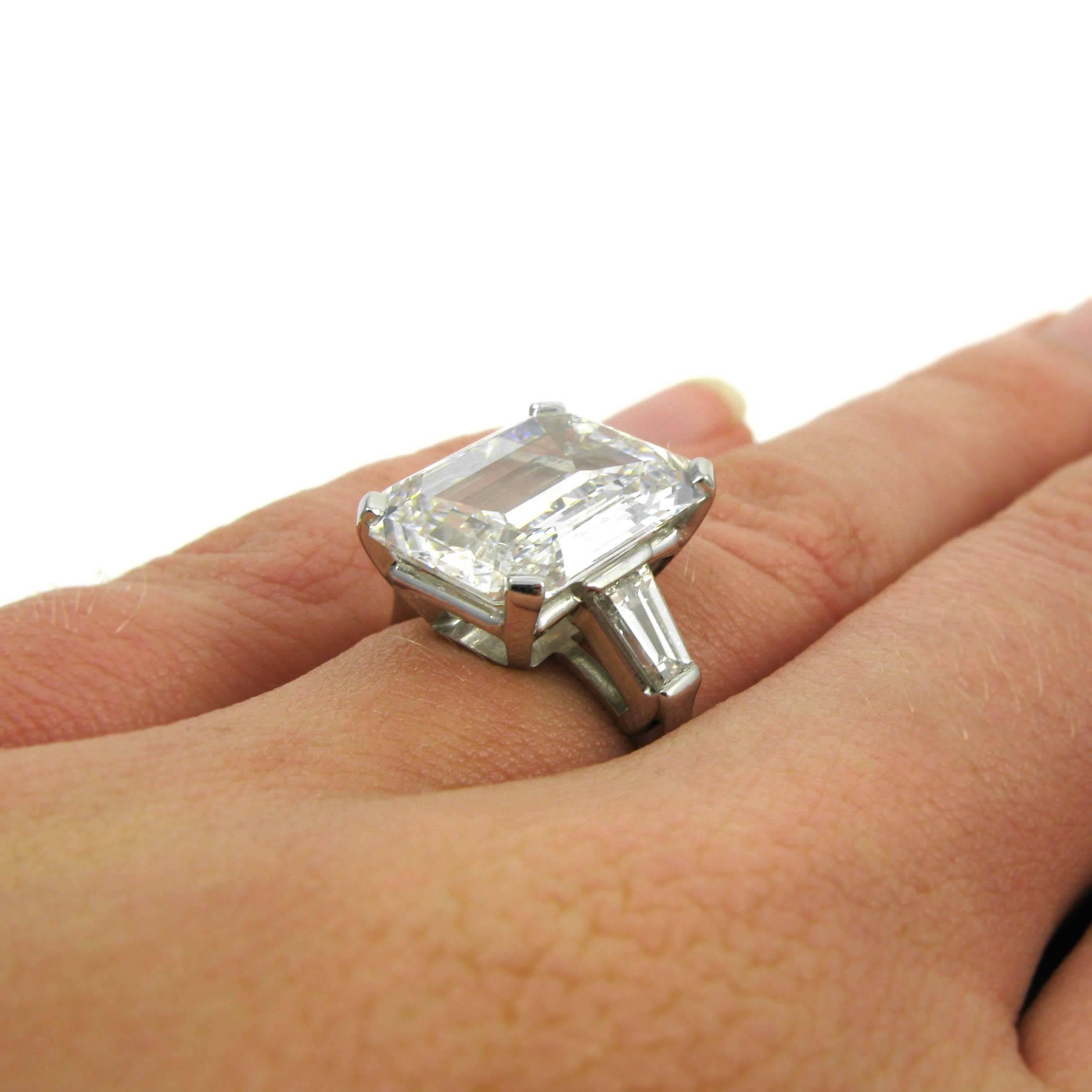 GIA Certified 7.57 Carat Emerald Cut G VS1 Diamond Platinum Ring 3
