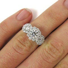 1.50 Carat Total Hearts on Fire Pave Halo Three-Stone Ring White Gold