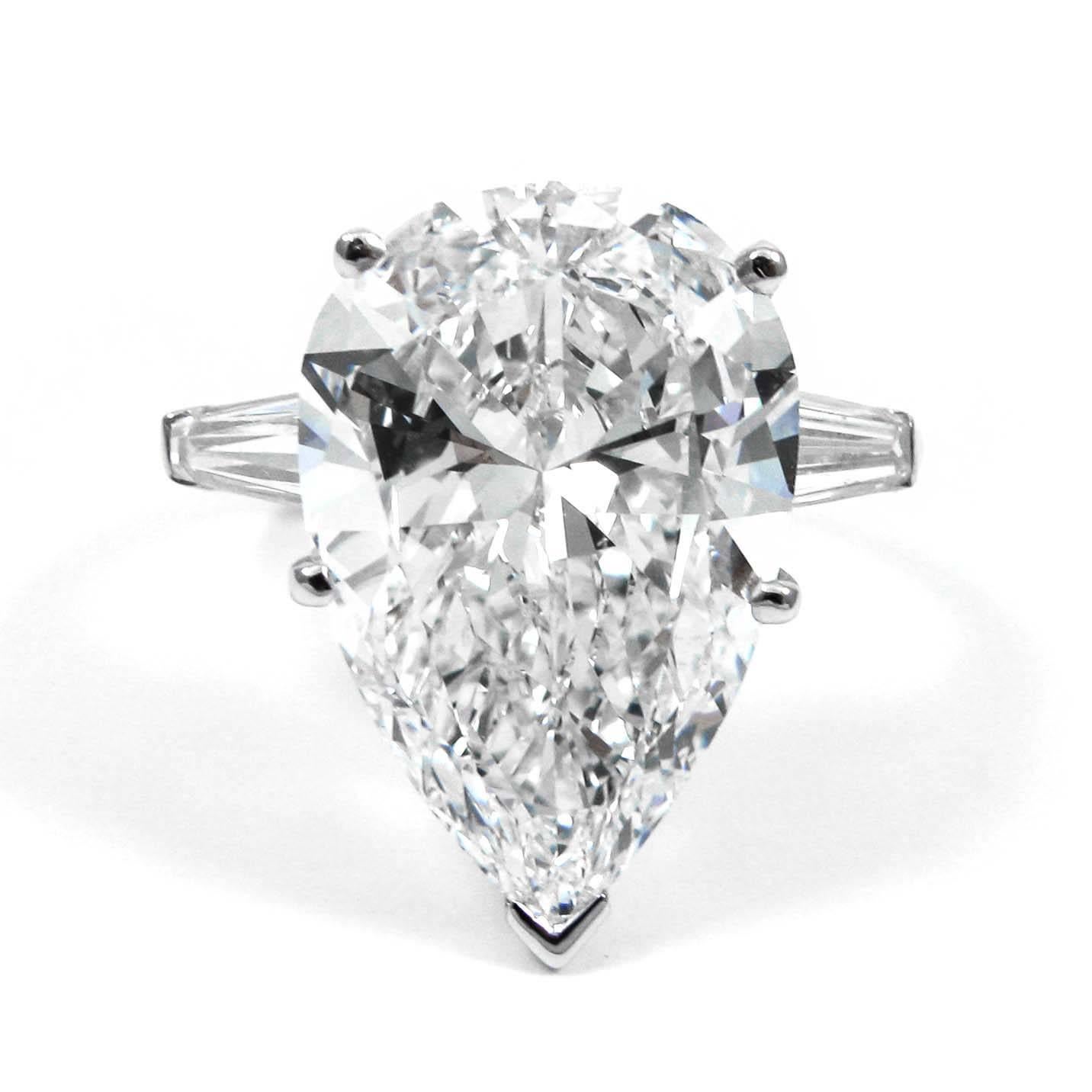 Pear Cut GIA Certified 8.14 Carat Pear Shape Diamond G VS2 Platinum Ring by J Birnbach