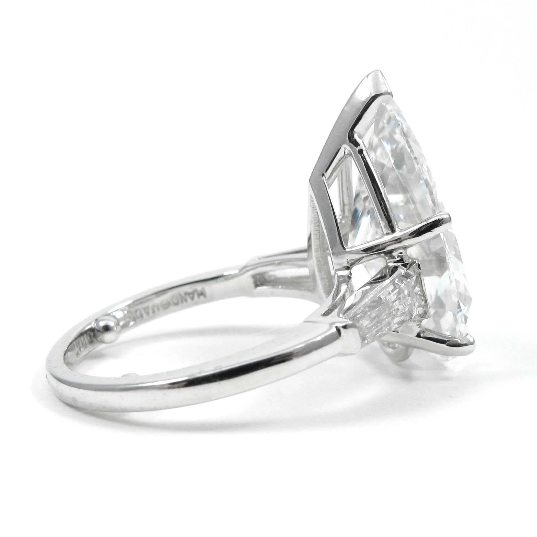 GIA Certified 8.14 Carat Pear Shape Diamond G VS2 Platinum Ring by J Birnbach In Excellent Condition In New York, NY