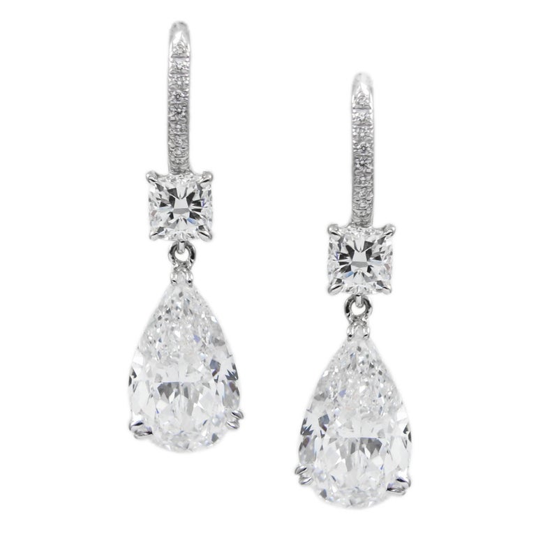 6 98 Carat Total Gia Certified D Color Pear Diamond Drop Earrings By 6 98 Carat Total Gia Certified D Color Pear Diamond Drop Earrings By J Birnbach For