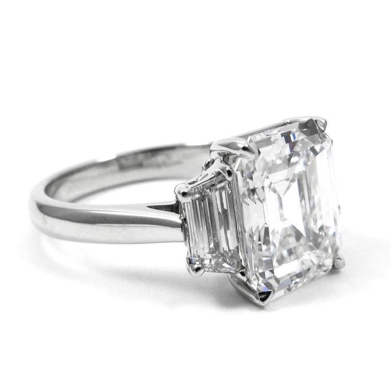 GIA Certified 4.14 Carat Emerald Cut Diamond G VS1 Platinum Ring at ...