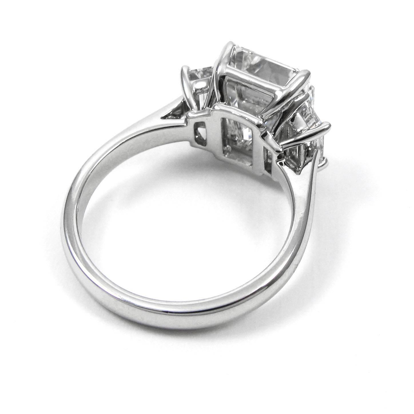 Women's or Men's GIA Certified 4.14 Carat Emerald Cut Diamond G VS1 Platinum Ring