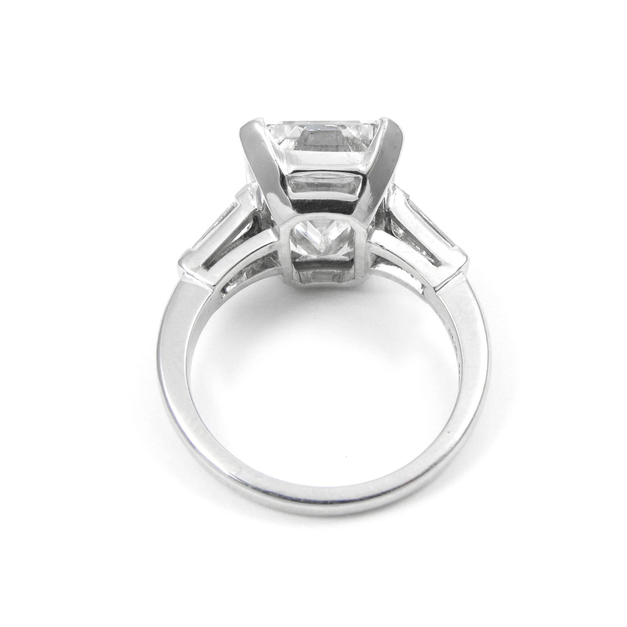 GIA Certified 7.20 Carat F VVS2 Emerald Cut Diamond Platinum J. Birnbach Ring 1