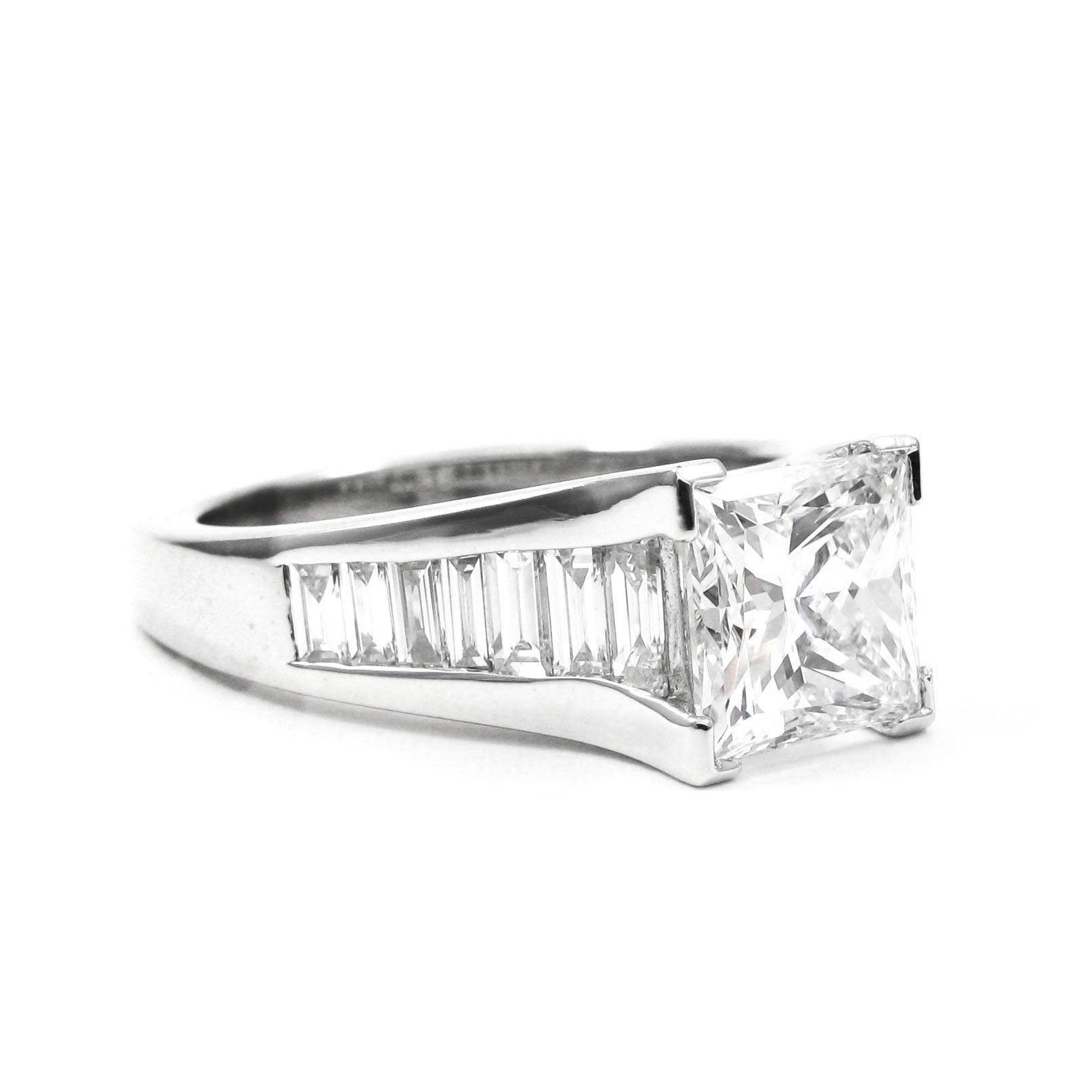 princess cut diamond ring with baguettes