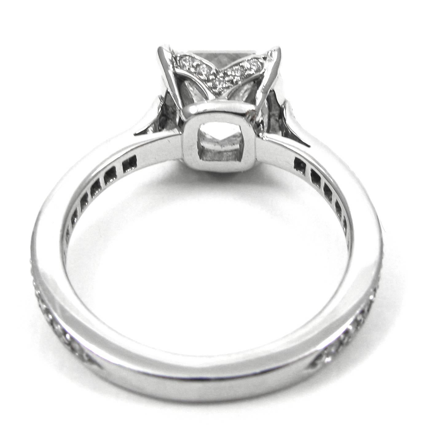 GIA Certified 2.04 Carat Princess-Cut Diamond Pave Platinum Ring 1