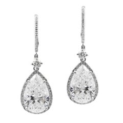 GIA Certified 13.37 Carat Total Weight Pear Shape Diamond Earrings by J Birnbach