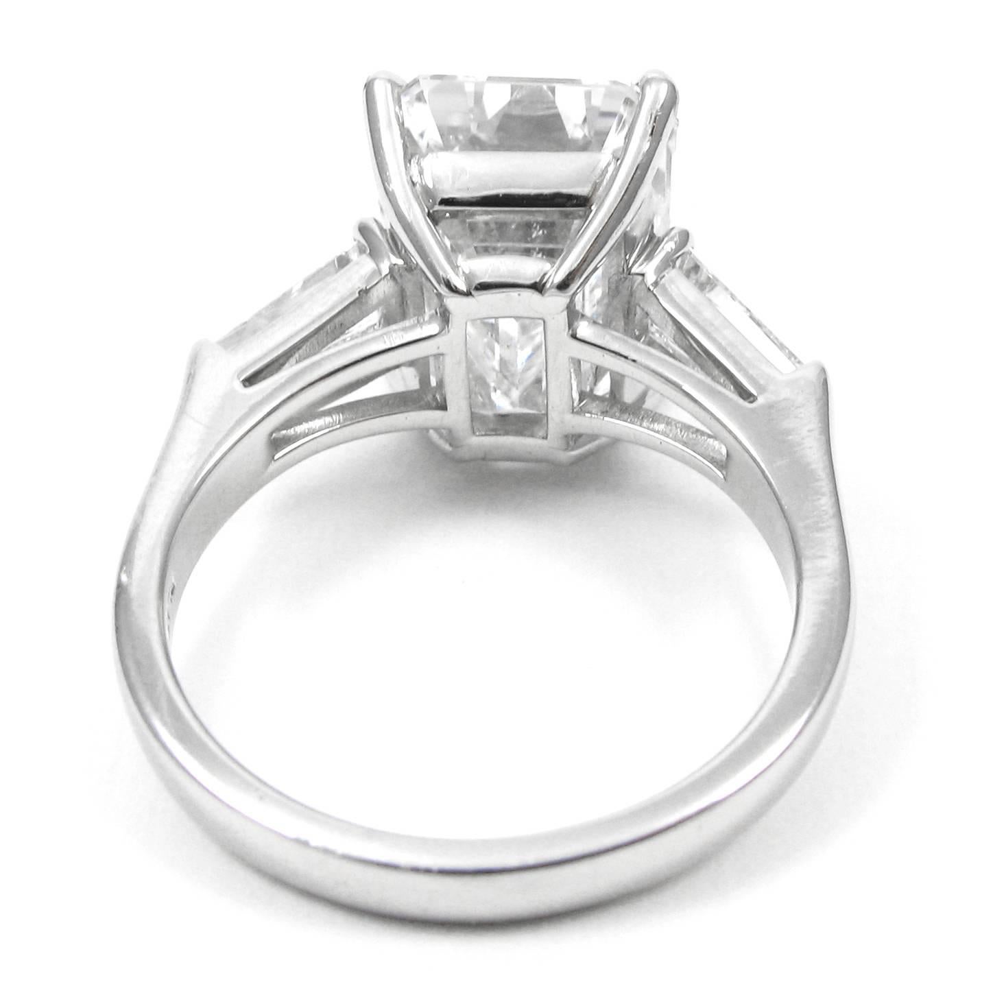 GIA Certified 5.81 Carat Emerald Cut Diamond Classic Platinum J. Birnbach ring 2