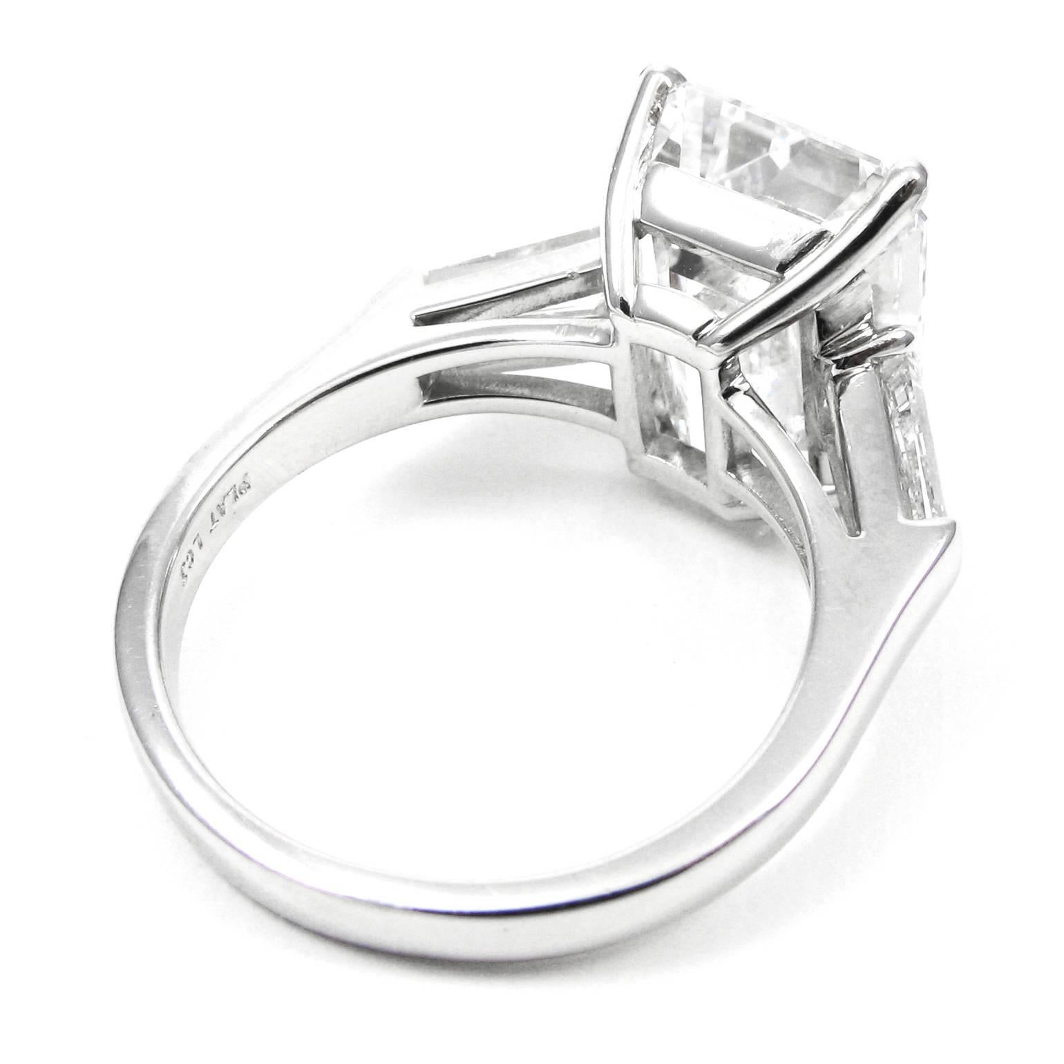 GIA Certified 5.81 Carat Emerald Cut Diamond Classic Platinum J. Birnbach ring 1